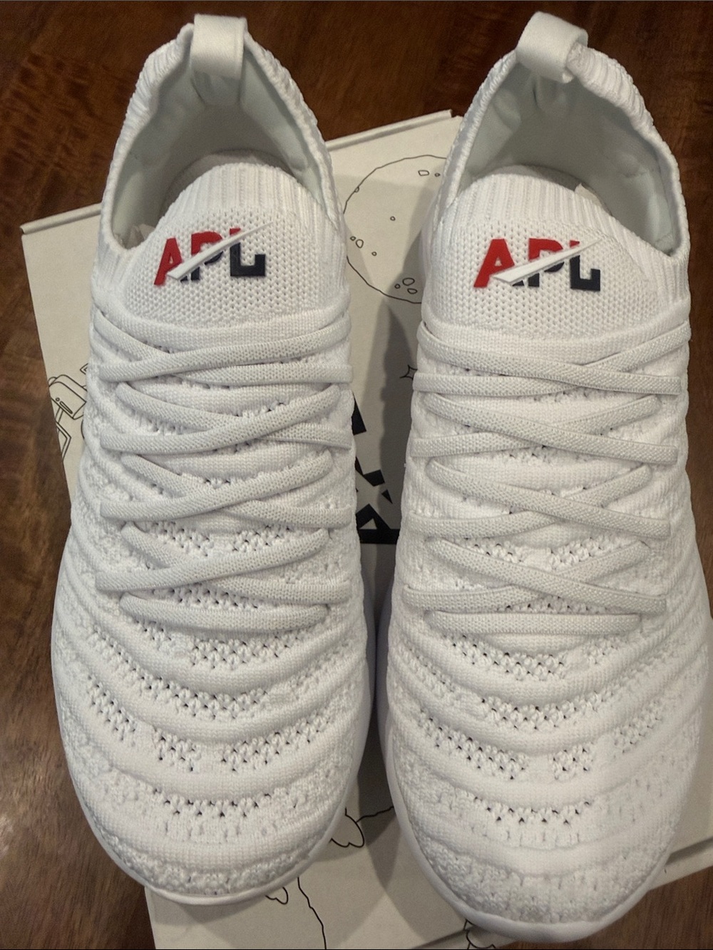 APL Kids White Knit Sneakers with Red & Navy Logo